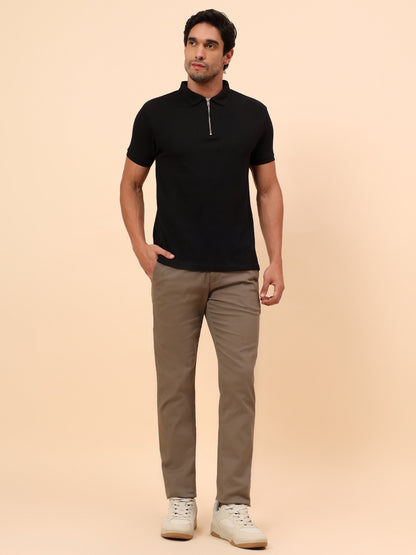 Casual Trousers for Men l Breathable & Soft with Color Fastness Regular Fit Cotton Blend Fabric Solid Pattern Button Closure