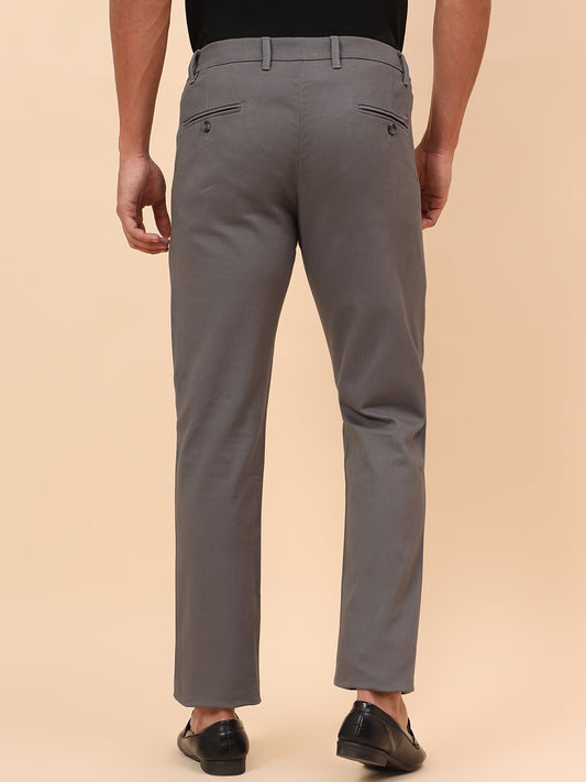 Casual Trousers for Men l Breathable & Soft with Color Fastness Regular Fit Cotton Blend Fabric Solid Pattern Button Closure