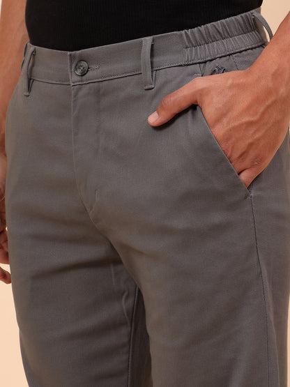 Casual Trousers for Men l Breathable & Soft with Color Fastness Regular Fit Cotton Blend Fabric Solid Pattern Button Closure