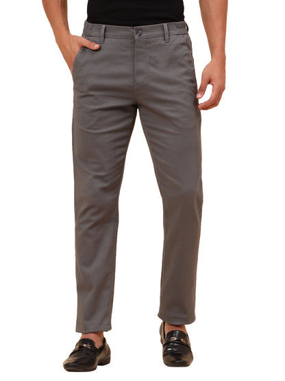 Casual Trousers for Men l Breathable & Soft with Color Fastness Regular Fit Cotton Blend Fabric Solid Pattern Button Closure