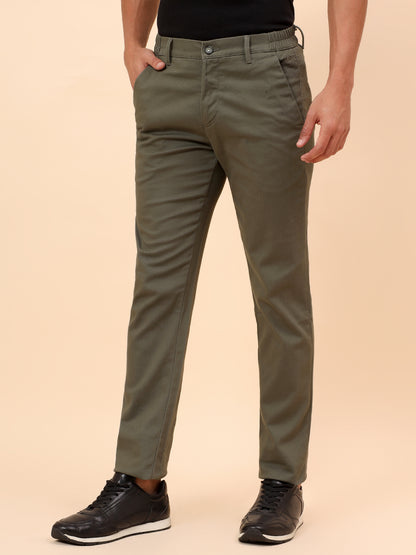 Casual Trousers for Men l Breathable & Soft with Color Fastness Regular Fit Cotton Blend Fabric Solid Pattern Button Closure