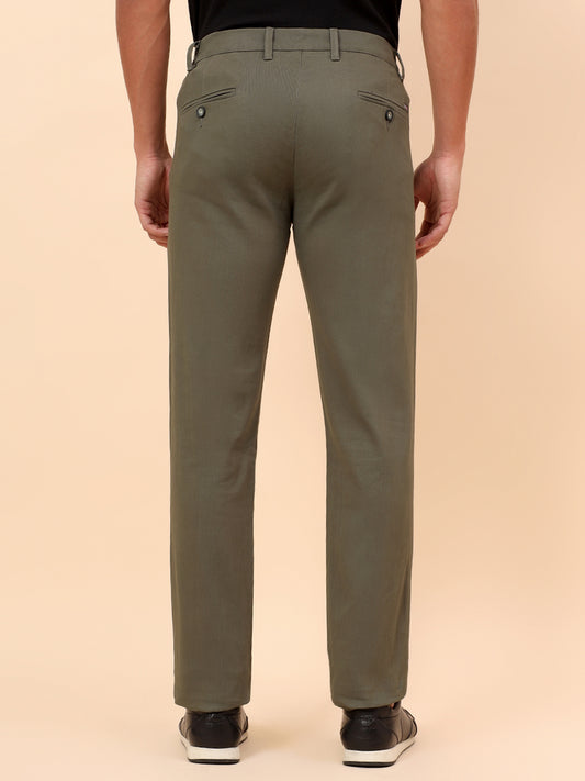 Casual Trousers for Men l Breathable & Soft with Color Fastness Regular Fit Cotton Blend Fabric Solid Pattern Button Closure