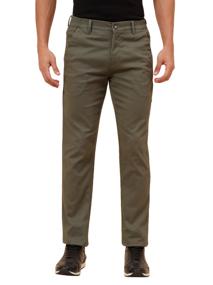 Casual Trousers for Men l Breathable & Soft with Color Fastness Regular Fit Cotton Blend Fabric Solid Pattern Button Closure