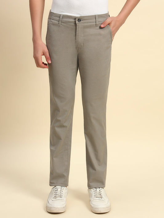 Casual Trouser for Men l Breathable & Soft with Color Fastness Regular Fit Cotton Blend Fabric Printed Pattern Button Closure