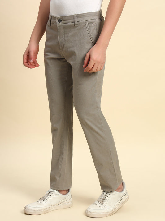 Casual Trouser for Men l Breathable & Soft with Color Fastness Regular Fit Cotton Blend Fabric Printed Pattern Button Closure