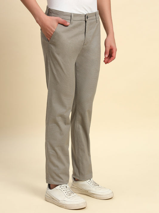 Casual Trouser for Men l Breathable & Soft with Color Fastness Regular Fit Cotton Blend Fabric Printed Pattern Button Closure