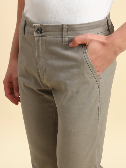 Casual Trouser for Men l Breathable & Soft with Color Fastness Regular Fit Cotton Blend Fabric Self Design Pattern Button Closure