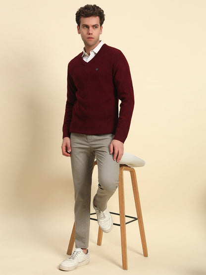 Casual Trouser for Men l Breathable & Soft with Color Fastness Regular Fit Cotton Blend Fabric Self Design Pattern Button Closure