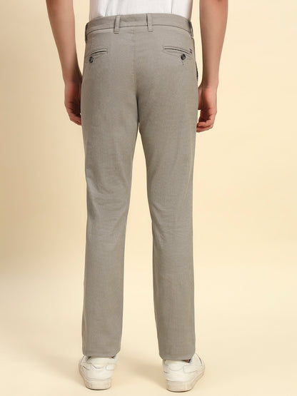 Casual Trouser for Men l Breathable & Soft with Color Fastness Regular Fit Cotton Blend Fabric Self Design Pattern Button Closure