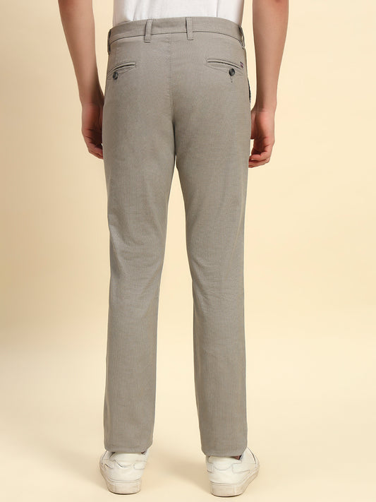 Casual Trouser for Men l Breathable & Soft with Color Fastness Regular Fit Cotton Blend Fabric Printed Pattern Button Closure