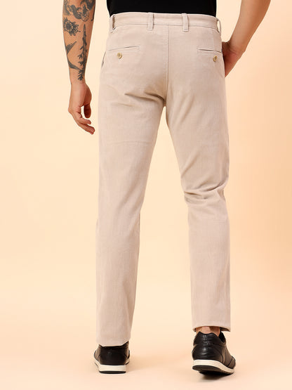 Casual Trousers for Men l Breathable & Soft with Color Fastness Regular Fit Cotton Blend Fabric Solid Pattern Button Closure