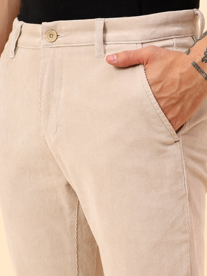 Casual Trousers for Men l Breathable & Soft with Color Fastness Regular Fit Cotton Blend Fabric Solid Pattern Button Closure