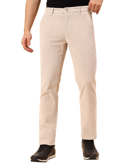 Casual Trousers for Men l Breathable & Soft with Color Fastness Regular Fit Cotton Blend Fabric Solid Pattern Button Closure