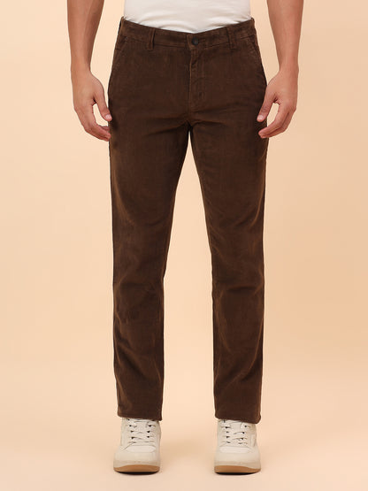 Casual Trousers for Men l Breathable & Soft with Color Fastness Regular Fit Cotton Blend Fabric Solid Pattern Button Closure