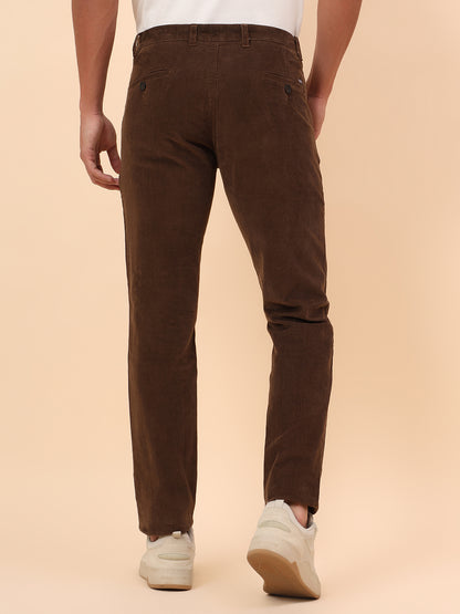 Casual Trousers for Men l Breathable & Soft with Color Fastness Regular Fit Cotton Blend Fabric Solid Pattern Button Closure