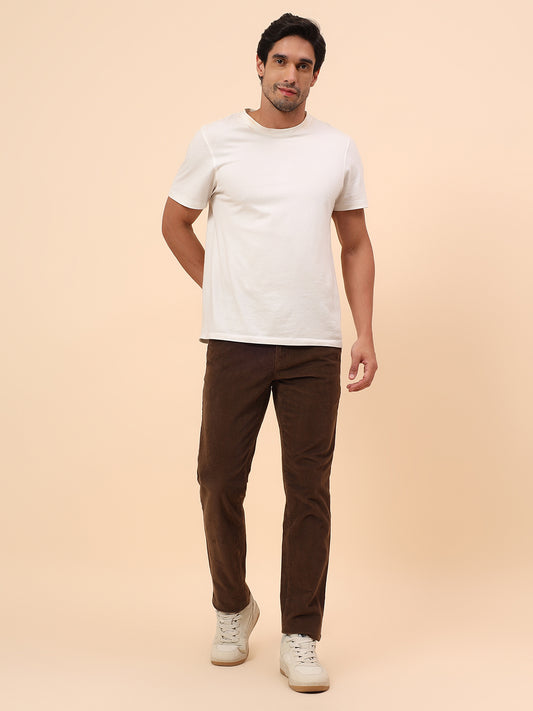 Casual Trousers for Men l Breathable & Soft with Color Fastness Regular Fit Cotton Blend Fabric Solid Pattern Button Closure