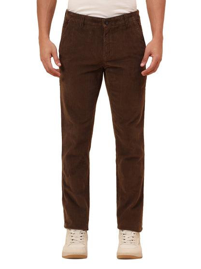 Casual Trousers for Men l Breathable & Soft with Color Fastness Regular Fit Cotton Blend Fabric Solid Pattern Button Closure