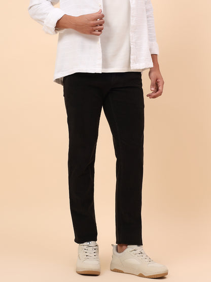 Casual Trousers for Men l Breathable & Soft with Color Fastness Regular Fit Cotton Blend Fabric Solid Pattern Button Closure