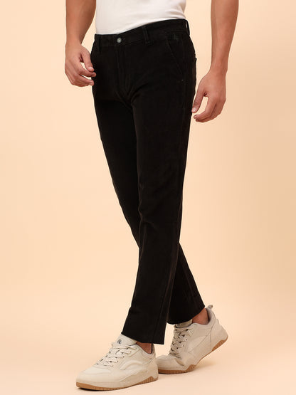 Casual Trousers for Men l Breathable & Soft with Color Fastness Regular Fit Cotton Blend Fabric Solid Pattern Button Closure