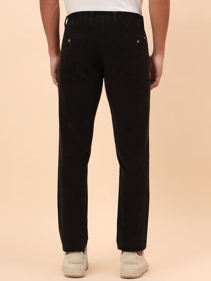 Casual Trousers for Men l Breathable & Soft with Color Fastness Regular Fit Cotton Blend Fabric Solid Pattern Button Closure