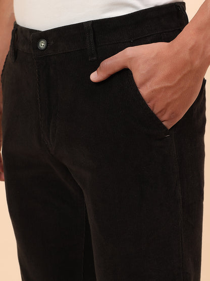 Casual Trousers for Men l Breathable & Soft with Color Fastness Regular Fit Cotton Blend Fabric Solid Pattern Button Closure