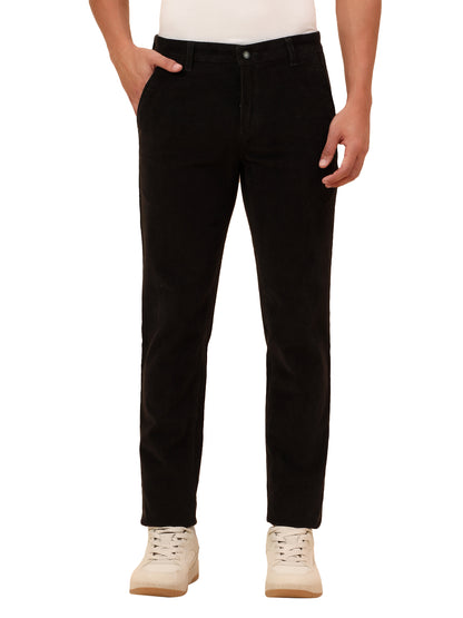 Casual Trousers for Men l Breathable & Soft with Color Fastness Regular Fit Cotton Blend Fabric Solid Pattern Button Closure