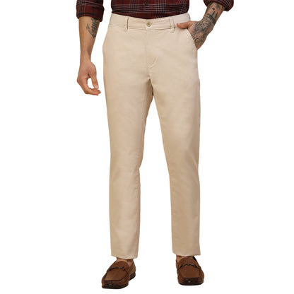Casual Trouser for Men | Breathable & Soft with Color Fastness Regular Fit Cotton Blend Fabric Self Design Pattern Button Closure