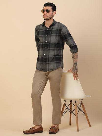 Casual Trouser for Men | Breathable & Soft with Color Fastness Regular Fit Cotton Blend Fabric Solid Pattern Button Closure