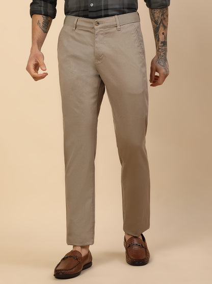 Casual Trouser for Men | Breathable & Soft with Color Fastness Regular Fit Cotton Blend Fabric Solid Pattern Button Closure