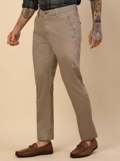 Casual Trouser for Men | Breathable & Soft with Color Fastness Regular Fit Cotton Blend Fabric Solid Pattern Button Closure