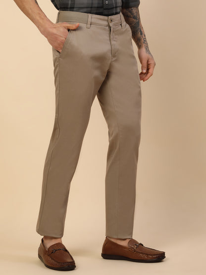 Casual Trouser for Men | Breathable & Soft with Color Fastness Regular Fit Cotton Blend Fabric Solid Pattern Button Closure