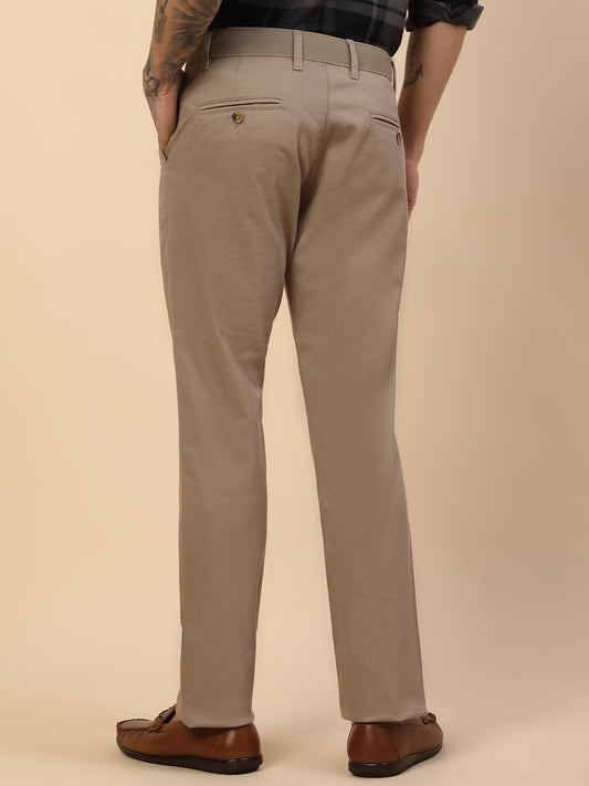 Casual Trouser for Men | Breathable & Soft with Color Fastness Regular Fit Cotton Blend Fabric Solid Pattern Button Closure