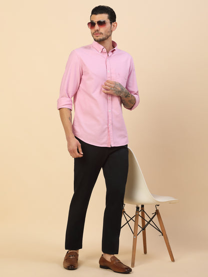 Casual Trouser for Men | Breathable & Soft with Color Fastness Regular Fit Cotton Blend Fabric Solid Pattern Button Closure