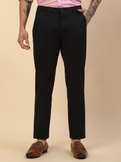 Casual Trouser for Men | Breathable & Soft with Color Fastness Regular Fit Cotton Blend Fabric Solid Pattern Button Closure