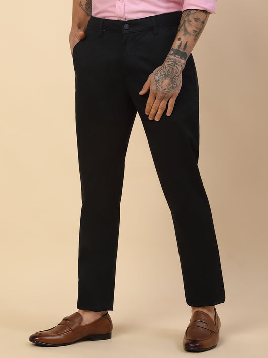 Casual Trouser for Men | Breathable & Soft with Color Fastness Regular Fit Cotton Blend Fabric Solid Pattern Button Closure