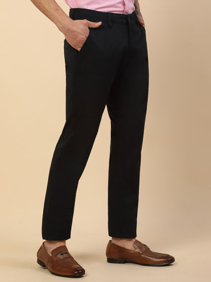 Casual Trouser for Men | Breathable & Soft with Color Fastness Regular Fit Cotton Blend Fabric Solid Pattern Button Closure