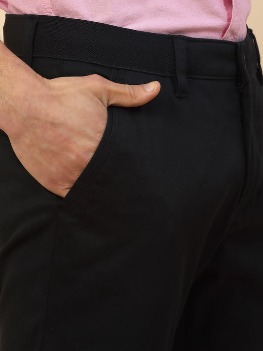 Casual Trouser for Men | Breathable & Soft with Color Fastness Regular Fit Cotton Blend Fabric Solid Pattern Button Closure
