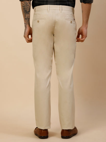 Casual Trouser for Men | Breathable & Soft with Color Fastness Regular Fit Cotton Blend Fabric Self Design Pattern Button Closure
