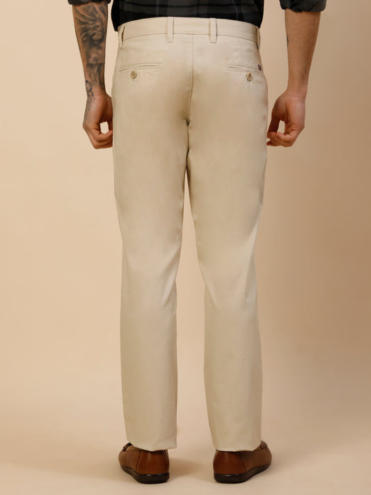 Casual Trouser for Men | Breathable & Soft with Color Fastness Regular Fit Cotton Blend Fabric Self Design Pattern Button Closure