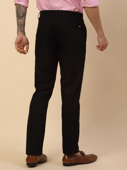 Casual Trouser for Men | Breathable & Soft with Color Fastness Regular Fit Cotton Blend Fabric Self Design Pattern Button Closure