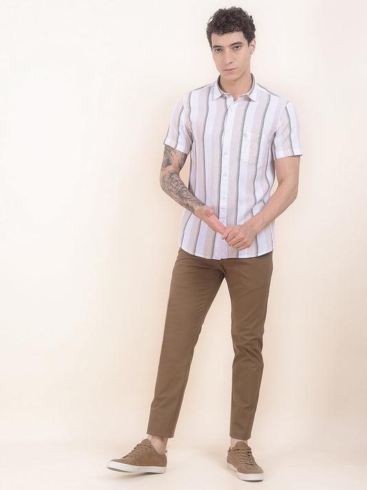 Men's Brown Solid Smart Fit Casual Trouser