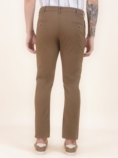 Men's Brown Solid Smart Fit Casual Trouser
