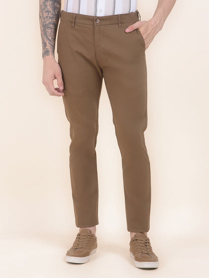 Men's Brown Solid Smart Fit Casual Trouser