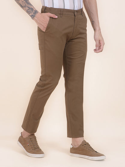 Men's Brown Solid Smart Fit Casual Trouser