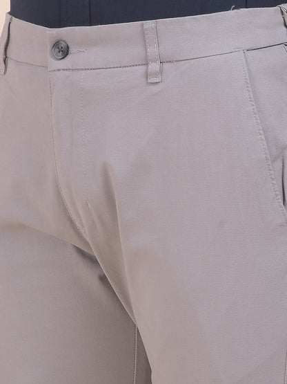 Men's Grey Solid Smart Fit Casual Trouser