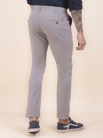 Men's Grey Solid Smart Fit Casual Trouser