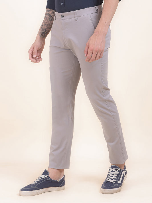 Men's Grey Solid Smart Fit Casual Trouser