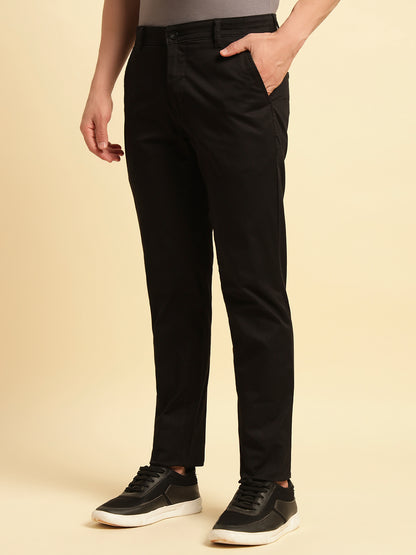 Casual Trouser for Men | Breathable & Soft with Color Fastness Regular Fit Cotton Blend Fabric Solid Pattern Button Closure