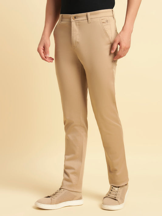 Casual Trouser for Men | Breathable & Soft with Color Fastness Regular Fit Cotton Blend Fabric Solid Pattern Button Closure