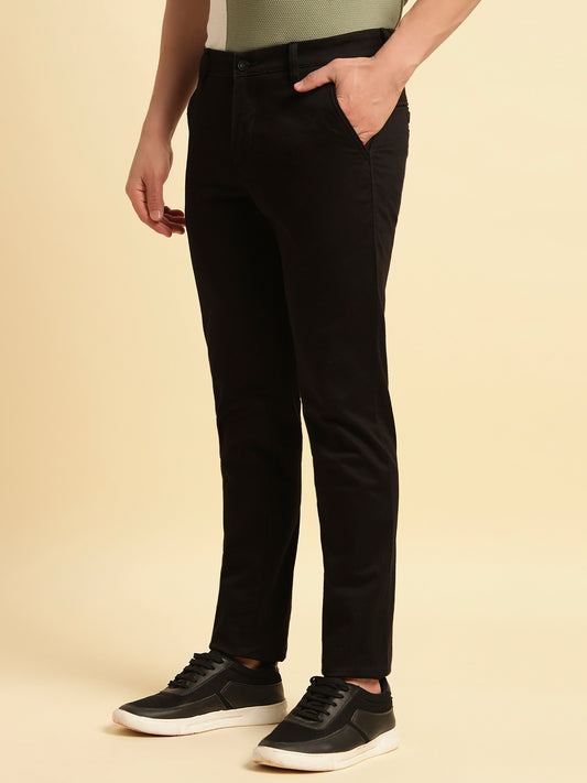 Casual Trouser for Men | Breathable & Soft with Color Fastness Regular Fit Cotton Blend Fabric Solid Pattern Button Closure